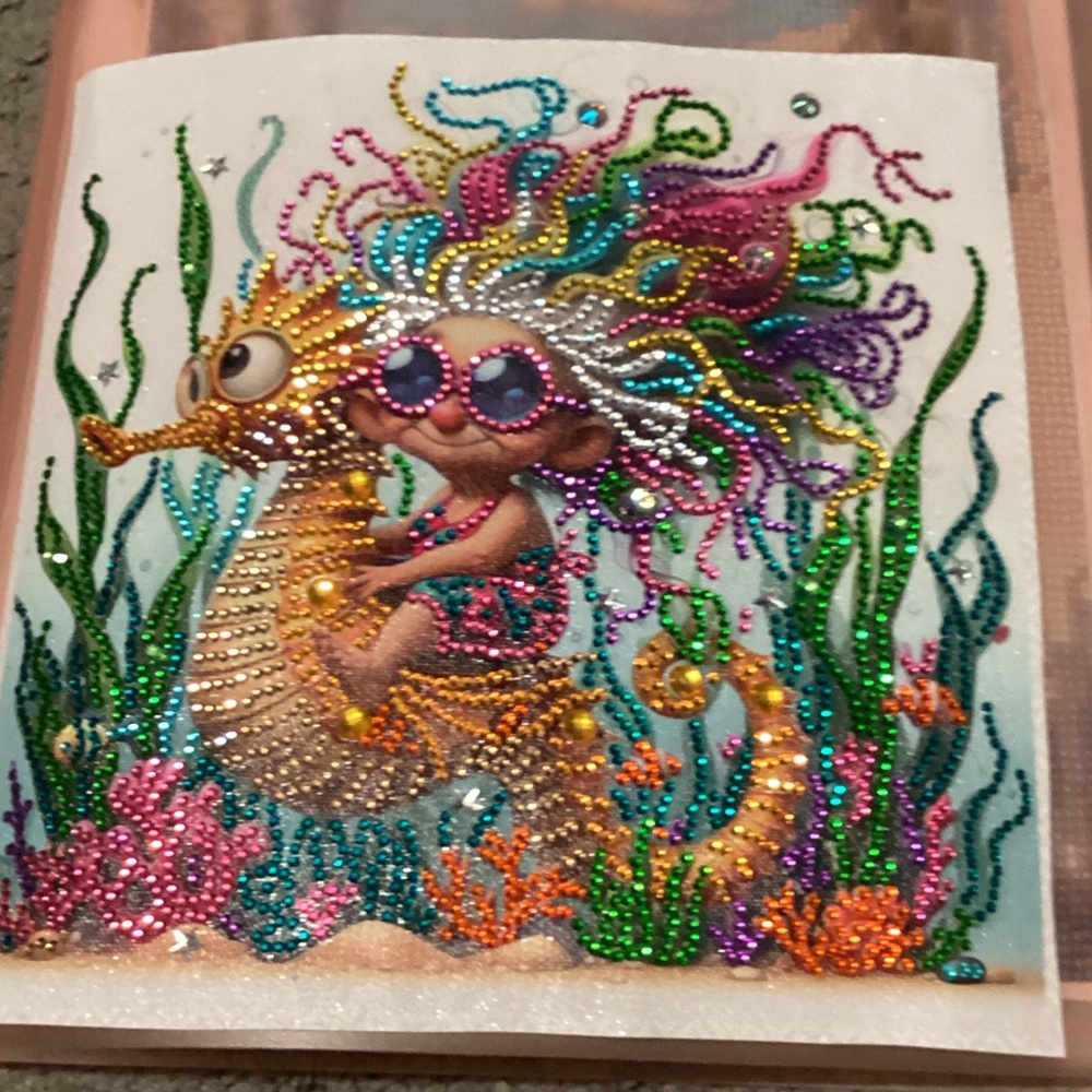 Colorful Beaded Seahorse Art